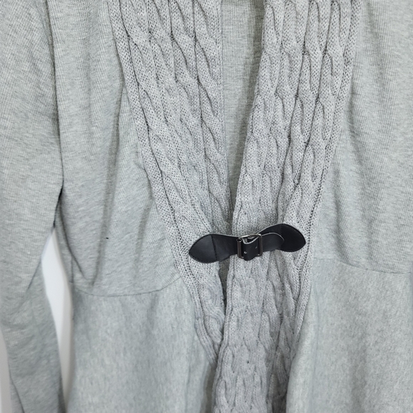 Grey Cable Knit Buckle Front Sweater - Picture 4 of 8